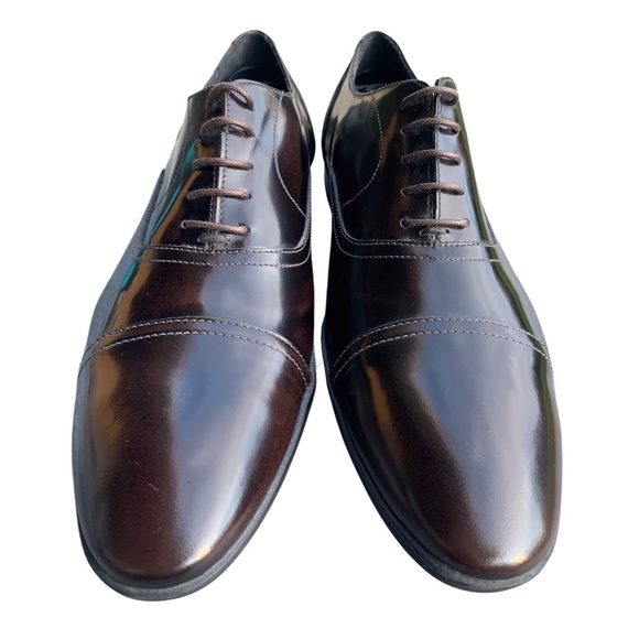 Cerruti 1881 Dark Brown Leather Cap Toe Shoes - Picture 3 of 6